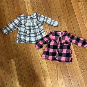 BUNDLE of two: plaid blouses with ruffles.